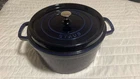Staub Cast Iron 7 Qt, Round, Dutch Oven, Dark Blue New. Price: $200.00.