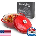 Segretto Cookware Enameled Cast Iron Dutch Oven Pot Lid Red 6 Quart New. Price: $77.63.