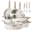 Carote 21PCS Granite Nonstick Cookware Set, Induction Compatible, Cream White New. Price: $220.00.