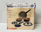 Bella 8-PIECE Ceramic Nonstick Cookware Set W/ Removable Handles In Black- New. Price: $51.10.