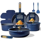Carote Blue&gold Ceramic Cookware Set Non Toxic, Pfas FREE,15PCS Pots And Pans New. Price: $104.99.
