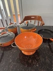 Rachael Ray Cucina 6-PIECE Nonstick Aluminum Pan Set Orange/black W Lids Used. Price: $55.00.