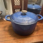 Crock-pot 5 Quart Enamel Cast Iron Dutch Oven Food Cooker, Sapphire Blue, Unused New. Price: $55.95.