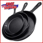 3PCS Cast Iron Skillet Heavy Duty Professional Quality Pre-seasoned Pan Cookware New. Price: $53.80.