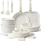 Tibbicc Pots Pans Set Nonstick 20PC Ceramic Detachable Handle White New. Price: $84.00.