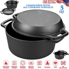 5QT Cast Iron Double Dutch Oven Pot With Skillet Lid Bread Baking All Cook Tops New. Price: $59.90.