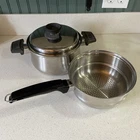 Royal Queen T304 Multi Core 5 Ply Stainless Steel 8" Sauce Pot W/ Lid & Strainer Used. Price: $45.00.