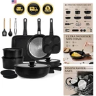 Nonstick Cookware Set With Detachable Handles 24 Pieces Kitchen Pots Pans New. Price: $219.99.
