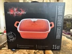 Hells Kitchen White Ceramic Bakeware Square Covered Casserole Cooking Dish New. Price: $39.99.