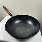 Bielmeier Hammered Wok Pan 12.5 Carbon Steel Flattened Bottom Used. Price: $29.00.