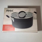 Parini Cookware 5 Quart Black Aluminum Stackable Stock Pot With Glass Lid New. Price: $25.00.
