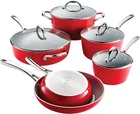 Red 10-PIECE Non-stick Ceramic Cookware Set With Lids, Oven & Dishwasher Safe New. Price: $250.99.