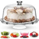 Godinger Cake Stand Serving Plate Platter Dome Lid 6 1 Multi-purpose Use New. Price: $104.52.