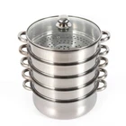 5 Tier Stainless Steel Steamer Cooker Pot Kitchen Food Cooking + Glass Lid New. Price: $49.02.