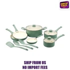 Mainstays Ceramic Aluminum, 12 Piece, Pots And Pans Cookware Set Green Nonstick New. Price: $39.97.