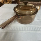 Corning Visions Amber 1 Qt Saucepan W/ Lid Pour Spout Glass Cookware Used. Price: $24.97.