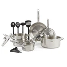 T-fal & Strain Stainless Steel Cookware Set, 14 Piece New. Price: $93.00.