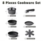 Sensarte 8 Piece Cookware Set Detachable Handle Space Saver Black Open Box New. Price: $35.95.