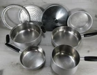 Mcm Wear-ever Pot Pan Skillets Set 1960S Starburst Lid Stainless Inner Clad Usa Used. Price: $103.56.