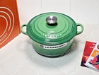 Le Creuset Bamboo Green 20CM 2.75 Qt Classic Round Dutch Oven Steel Knob Nib New. Price: $285.00.