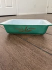 Promotional Pyrex Green Wheat Casserole Dish Used. Price: $44.99.