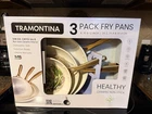 Tramontina 3-PACK Fry Pans, 8" 10" And 12", Cold-forged With Ceramic Interior New. Price: $82.00.