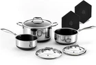 Hexclad Hybrid Nonstick 6-PIECE Pot Set With Silicone Trivets, 2, 3, And 8-QUA New. Price: $630.09.
