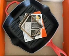 Creuset Enameled Cast Iron Signature Square Skillet Grill 10.25 In Cerise New. Price: $159.00.