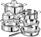 3 Ply Stainless Steel 11-PIECE Cookware Set With Lids, Pots And Pans Kitchen New. Price: $159.99.