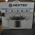 Hextec 5QT Stainless Steel Stock Pot W/tempered Glass Lid 3 Ply Hybrid Brand New. Price: $30.00.
