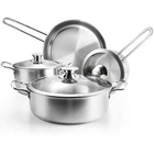 Stainless Steel Pots And Pans Set, 7-PIECE Kitchen Cookware Sets With Glass L... New. Price: $70.47.