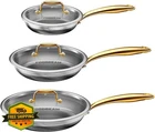 Fogdream 8, 10, 12 Inch Stainless Steel Frying Pan Set With Lid, Honeycomb Hy... New. Price: $74.99.