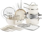 Gotham Steel Cream 20 Pc Nonstick Cookware Set With Knife And Steamer New. Price: $199.99.