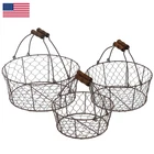 Set Of 3 Wire Basket Wooden Handles - Vintage Style By Trademark Innovations New. Price: $37.84.